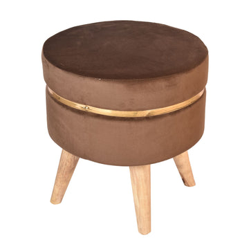 Brown Colour Smooth Ring Velvet Pouf